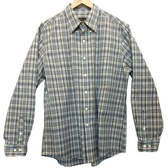 Jos A Bank Mens Tailored Fit Plaid Button Down Shirt Size L Traveler's Collectio - Picture 1 of 11